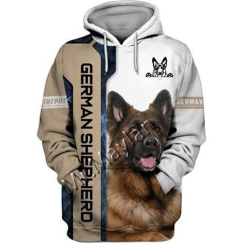 Unisex 3D German Shepherd Graphic Hoodie Harajuku Hoodie Alt Clothing Animal Crossing Streetwear Oversized Hoodie Pullover QW-67