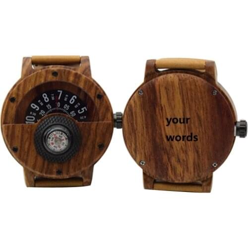Creative Asian Pear Wooden Men WristWatches Real Solid Natural Wood Watches Rosewood Male Turntable Compass Wristwatch Clock