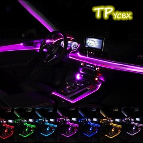 Universal 10 in 1 RGB LED 8M Car Interior Decor Fiber Optical Strip Light by App Control 12V Decorative Atmosphere Lamps RGB