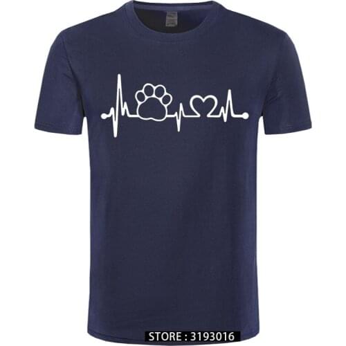 Paw Heartbeat Lifeline Dog Cat Funny Tshirt 2020 Newest Summer Casual Cotton Short Sleeve T-shirts Harajuku Streetwear for Men