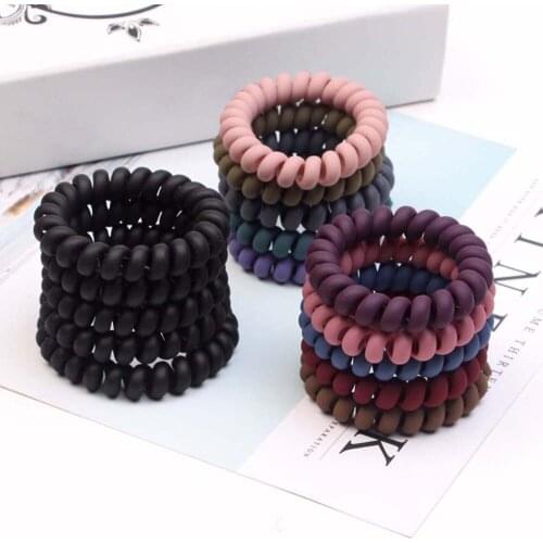 5PCS Colorful Telephone Wire Elastic Hair Bands For Girls Headwear Ponytail Holder Rubber Bands Women Hair Accessories