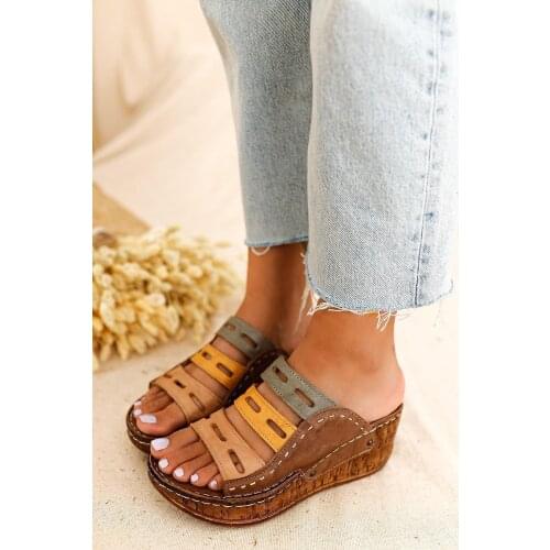 Limoya Women Red Orange Laser Cut Slippers 'Turkish' Quality 2021 Fashion Design Season Comfort Fast Shipping