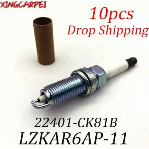 10pcs PLZKAR6A-11 22401 CK81B Iridium Spark Plugs Fit For NISSAN X-TRAIL QASHQAI NV200 MARCH Frontier LZKAR6AP11 22401CK81B