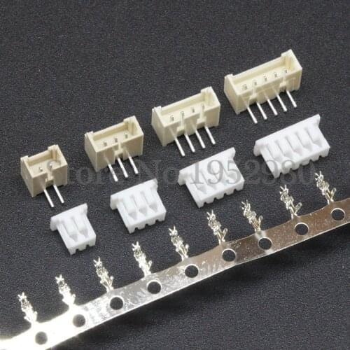 100 Set 1.25mm Pitch Connector Micro JST Vertical Curved Pin 2/3/4/5/6/7/8/9/10/11/12P ( Pin Header + Housing + Terminal )