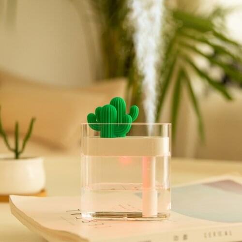 160ML Ultrasonic Air Humidifier Clear Cactus Breathing Light USB Essential Oil Aroma Diffuser Car Purifier Anion Mist Maker