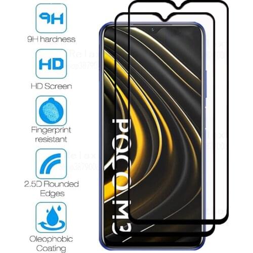 2pcs Poco m3 Smartphone glass for xiaomi poco m3 screen protector pocom3 poco m 3 3m safety glasses tempered glass poko m3 6.53