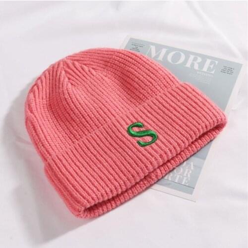 2021 Acrylic letter embroidery Thicken knitted hat winter warm hat Skullies cap beanie hat for Children boy and girl 01