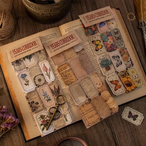 30Pcs/Bag Vintage Butterfly Letter Ticket Paper Sticker Package DIY Diary Journal Decoration Label Sticker Album Scrapbooking