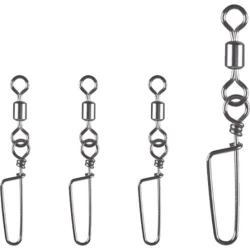 50PCS/Lot Stainless Steel Bearing Swivels Fishing Connector Pin Swivel Snap Fishhook Lure Tackle Accessories