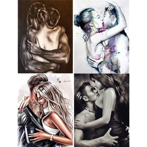 5D Diamond Painting Lover Kiss Hug Full Square Diamond Embroidery Cross Stitch Kit Mosaic Couple Portrait Art Picture Decor Gift