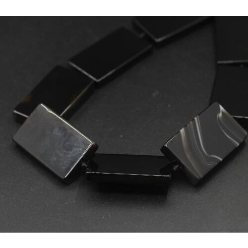 8pcs/strand Large Size High Quality Natural Black Agates Drilled Rectangular Slab Loose Beads,Onxy Slice Nugget Pendants Jewelry