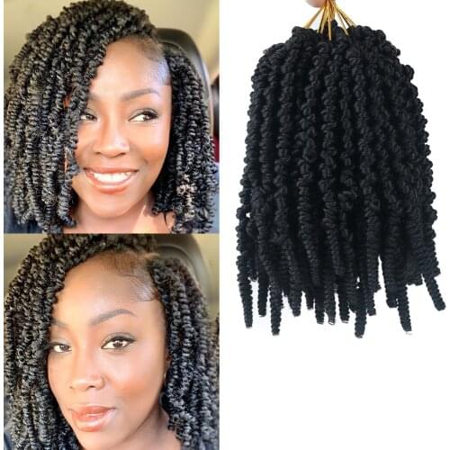 Afro Bomb Twist Synthetic Crochet Braiding 8 Inch For Black Women Ombre Fluffy Twist Pre-looped Crochet Braids Hair Extensions