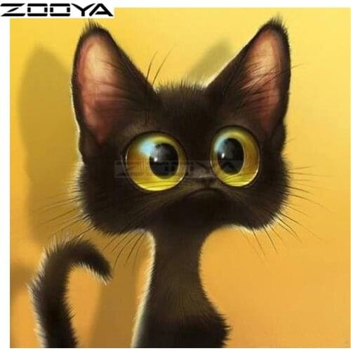 ZOOYA Diamond Embroidery 5D DIY Diamond Painting Cute Gray Cat Diamond Painting Cross Stitch Animal Rhinestone Mosaic BY20