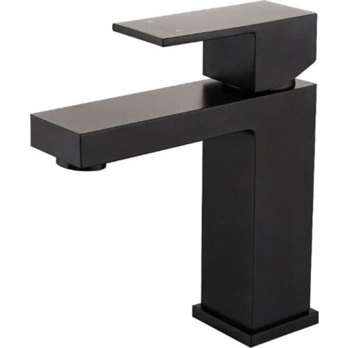 Free ship Solid Brass single hole /handle Deck Mount Vessel Faucet Matt Black Square Bathroom Basin Tap Mixer