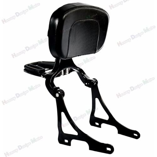 Gloss Black Fixed Mount&Driver Passenger Backrest For Harley 2004-2018 Sportster XL Iron 883 1200 48