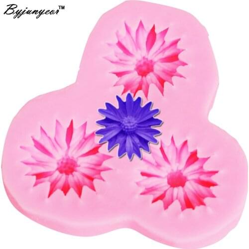 Byjunyeor M123 Daisy Epoxy UV Resin Silicone Cake Decorating Tools Fondant Chocolate Gumpaste 3D Craft Molds Baking Supplies
