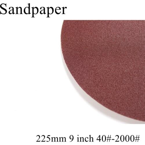 10pcs/lot 225mm 9 inch 40-2000 Grit Round Sandpaper Disk Sand Sheets Holder Sanding Disc For Sander Grits Polishing Abrasive