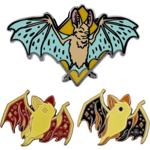 New Fashion Halloween All Saints' Day Cute Bat Enamel Metal Badges Brooches Lapel Pins For Children Kids Jewelry Gift