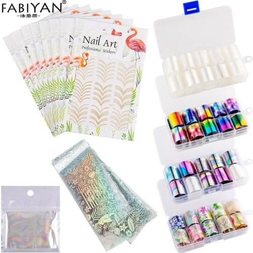 8/10 Pcs Nail Art Foil Colorful Gradient Starry Sky Transfer Sticker Flower Manicure Decals Decorations 3D DIY Design 10 Sheets