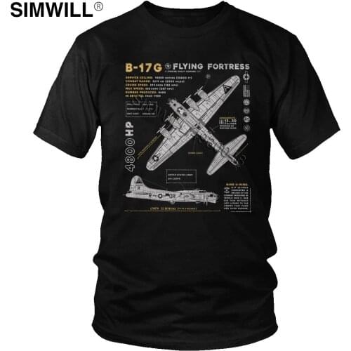 Vintage B-17 Flying Fortress Spitfire T-Shirt Men Cotton Fighter Plane Tee WW2 War Pilot Short Sleeve Aircraft Airplane T Shirt