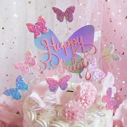Symphony Butterfly Happy Birthday Cake Topper Cake Decorations For Adult Cake Decorating Tools Supplies Cake Decor Accessories