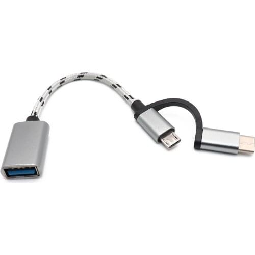 2 in 1 Type-C Male +Micro USB Male To USB 3.0 Interface Female OTG Adapter Cable Fast Transfer Date Cable For Android forSamsung