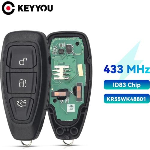 KEYYOU 433/434Mhz 4D63 80Bit Chip For Ford KR55WK48801 Smart Remote Key Keyless For Ford Focus C-Max Mondeo Kuga Fiesta B-Max