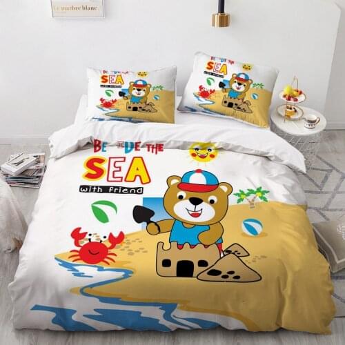 Classic 3D Bedding Set Duvet Cover Set Comforter Queen King Queen Double Single Size Bear Cartoon Design Custom Bedclothes