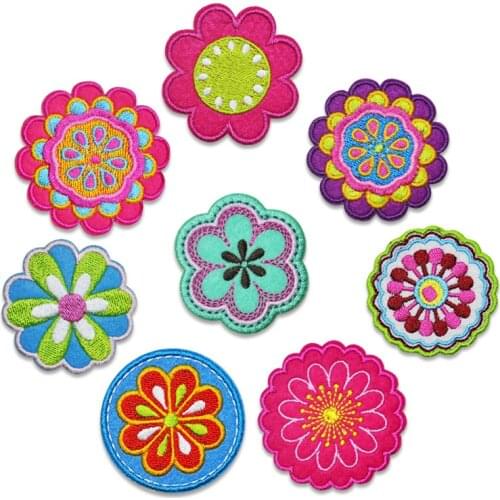 Fine Embroidered Sew Iron On Patches Colorful Mandala Flowers Badges Daisy For Bag Jeans Hat T Shirt DIY Appliques Craft Decor