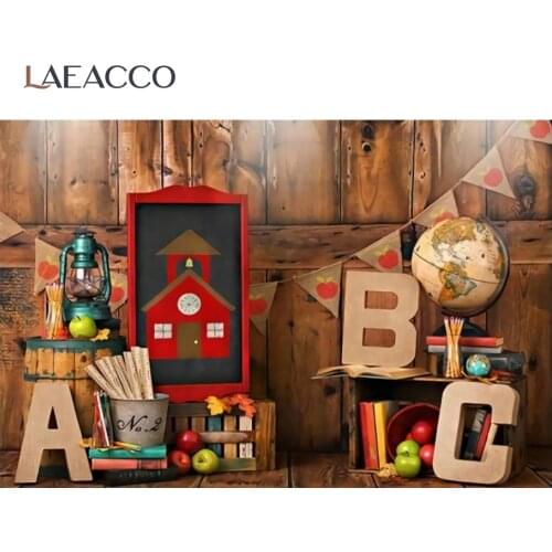 Laeacco Photography Backgrounds Baby Learning Study Back To School Globe Wooden Floor Party Photo Backdrop For Photo Studio