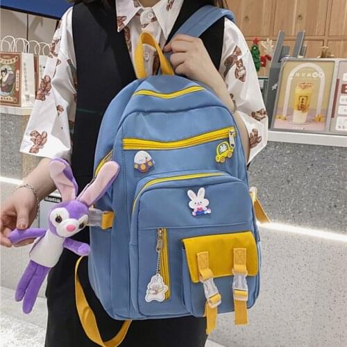 Patchwork Women Backpack Teenagers Girls Large Capacity School Bags Casual Lady Bagpack Multifunctional Travel Rucksack Mochila