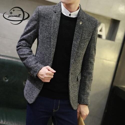Mens Blazers Coat Spring Autumn Male Suit Jackets Regular Single Button Solid Color Pocket Formal Man Outerwear Clothes Y145