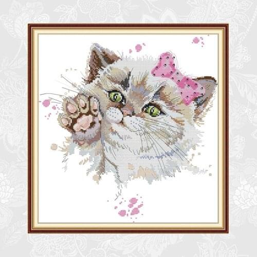 Cute Cat Patterns Counted Printed Canvas Cross Stitch kits Embroidery Thread Sets DIY Handmade Needlework Home Decoration