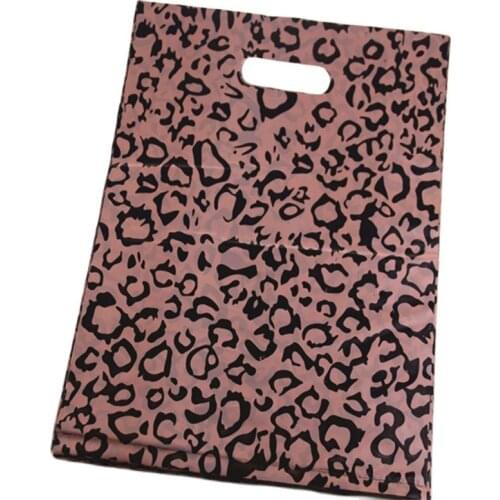 New Design Wholesale 50pcs/lot 25*35cm Luxury Fashion Plastic Clothing Package Bags With Leopard Large Packaging Bags