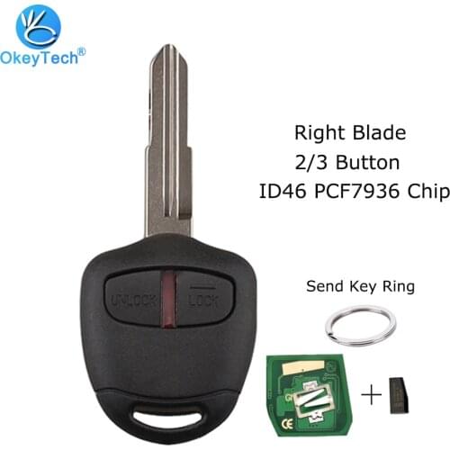 OkeyTech 433Mhz ID46 PCF7936 Chip 2/3 Button Right MIT11R Blade Send Keyring Remote Key For Mitsubishi Shogun Outlander Lancer