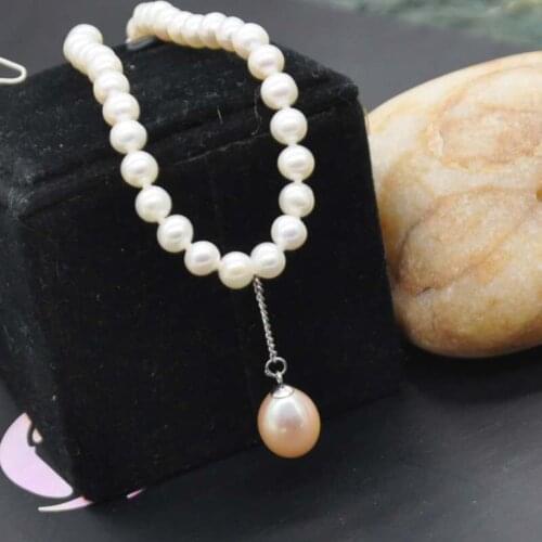 Fine 9mm drop pendant 4.5mm white freshwater pearl necklace