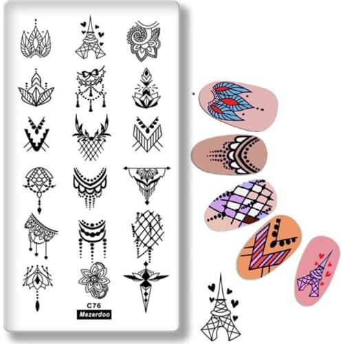 Valentines Day Nail Stamping Plates Love Heart Tower Mandala Flowers Design 12cm * 6cm Stamping for Nails DIY Nail Art Template