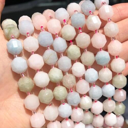 Natural Faceted Colorful Morganite Minerals Gems Beads Olive Shape Loose Beads For Jewelry DIY Making Bracelet Accessories 15