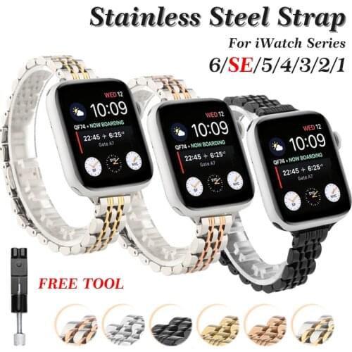 Stainless Steel Strap For Apple Watch Band Women 38mm 42mm 40mm 44mm Metal Replacement Bracelet For iWatch Series 6/SE/5/4/3/2/1