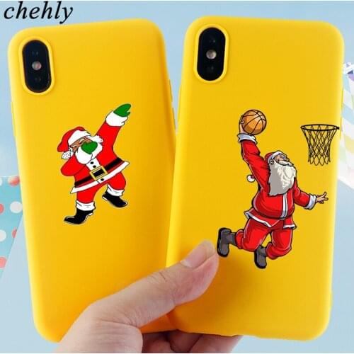 Christmas Phone Case for iPhone X XR XS Max 8 7 6 S Plus Santa Claus Cases Soft Silicone Fitted Cell Phone Accessories Covers