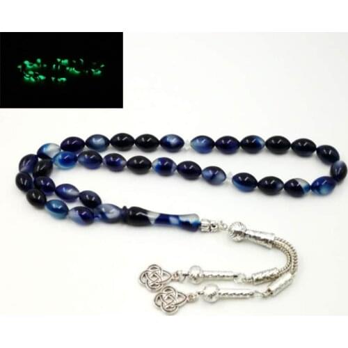 Blue Luminous Tasbih Muslim resin Rosary Everything is new misbaha Eid Ramadan Gift islamic masbaha 33 prayer beads bracelet