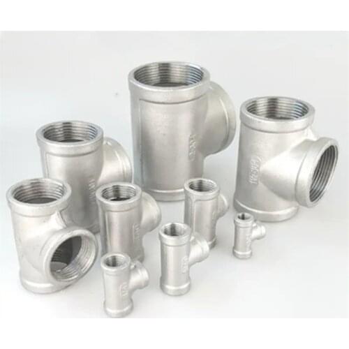 SS 304 Stainless Steel adapter 1/8" 1/4" 3/8" 1/2" 3/4" 1" 1-1/4" 1-1/2" Female Thread BSP Water Pipe Fitting 3 way Tee Equal