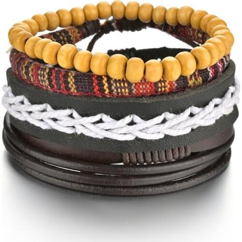 Unique Vintage Jewelry Gift Bright color Braided Wrap Leather Bracelets Charm Ethnic Tribal Wristbands Personality Accessories