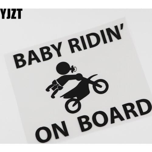 YJZT 16.6CM*13.6CM Funny Car Safety First Baby Shower Rider Riding Vinyl Car Sticker 13C-0041
