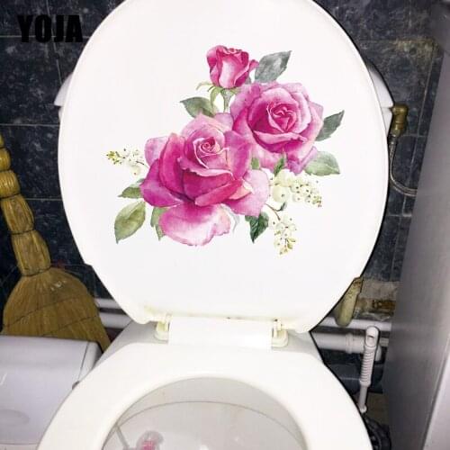 YOJA 24.5CM×21.5CM Painted Roses Classic Home Bedroom Wall Stickers Toiler Decor WC Accessories T1-2625