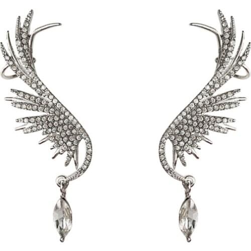 Real 14K Gold Jewelry Feather Shape Earring Women Natural Crystal Aretes De Mujer Mystic Bague 14k Gold Jewelry Diamond Earrings