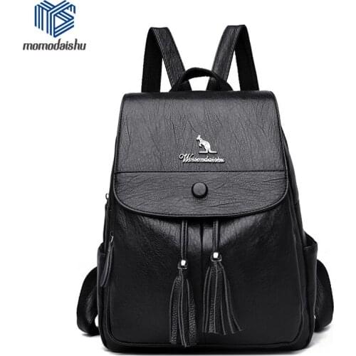 Women Backpack 2021 Leather High Capacity Backpacks Designer Tassel Shoulder Bags For Womens Back Pack School Bags For Teenage