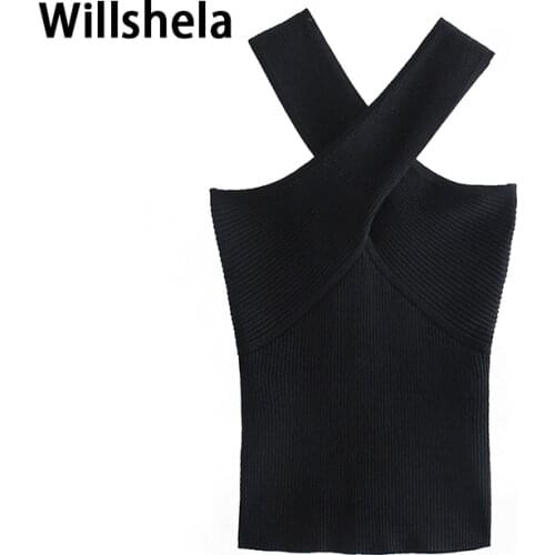 2021 New Women Summer Knitted Halter Top Fashion Casual Chic Lady Woman Elastic Stretchy Tank Top