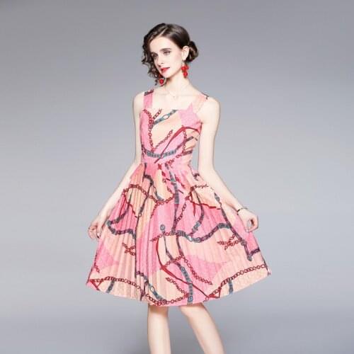 2021 New Women Dresses Printing Mid-Calf Mid-Calf Square Collar Women Dresses A-LINE Office Lady Elegant Women Summer Dresses