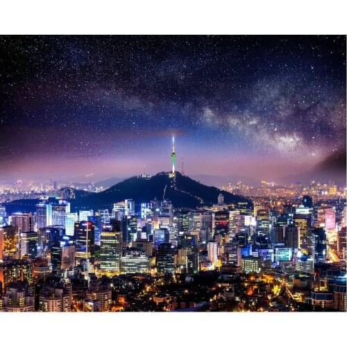 Starry Night Sky City Landscape Backdrop Baby Shower Party Birthday Room Decor Photo Booth Studio Prop